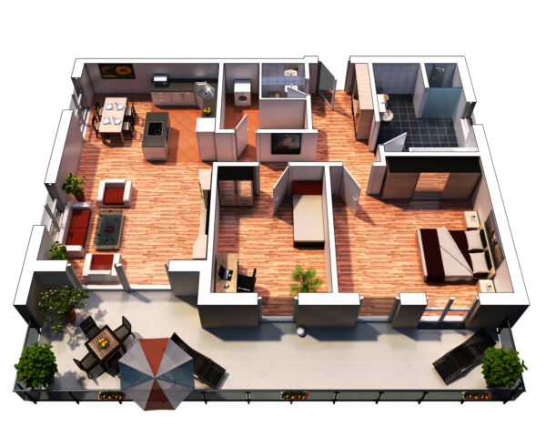 3-Raum-Wohnung mit Dachterrasse