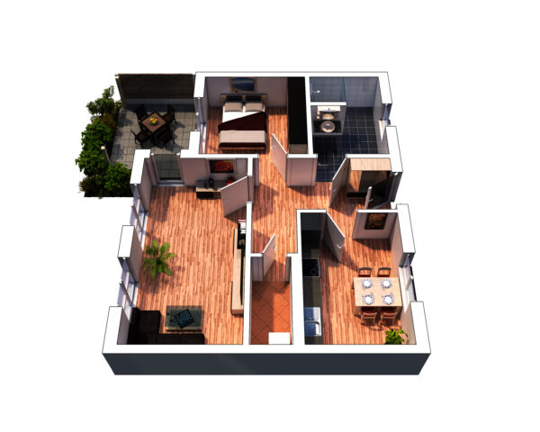 2-Raum-Wohnung mit separater Küche